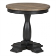 Benjara Ginie Round End Table- Rustic Black Brown Solid Rubberwood- 24 Inch