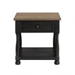 Benjara Ginie Chairside End Table- 1 Drawer- Black Brown Solid Wood- 24 Inch