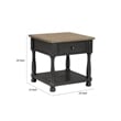 Benjara Ginie Chairside End Table- 1 Drawer- Black Brown Solid Wood- 24 Inch