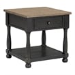 Benjara Ginie Chairside End Table- 1 Drawer- Black Brown Solid Wood- 24 Inch