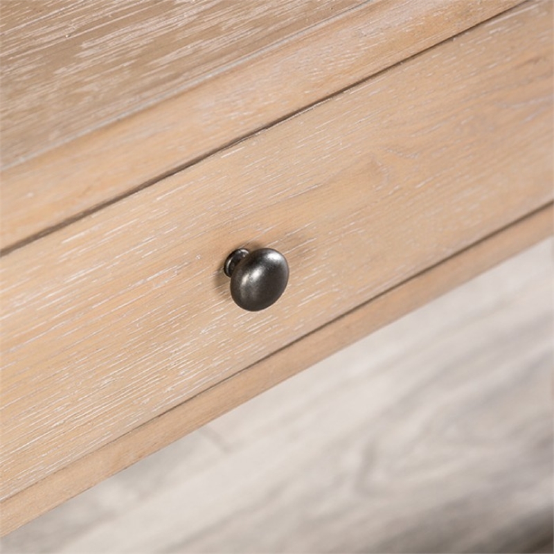 Benjara Cherie Coffee Table- 2 Drawers- Light White Washed Wood- 52 Inch