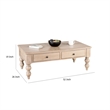 Benjara Cherie Coffee Table- 2 Drawers- Light White Washed Wood- 52 Inch
