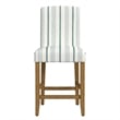 Benjara Pior Counter Stool Chair- Blue and White Stripe- Brown Wood Legs