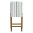 Benjara Pior Counter Stool Chair- Blue and White Stripe- Brown Wood Legs