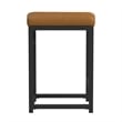 Benjara Toko Backless Counter Stool- Brown Faux Leather- Industrial Black