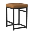 Benjara Toko Backless Counter Stool- Brown Faux Leather- Industrial Black
