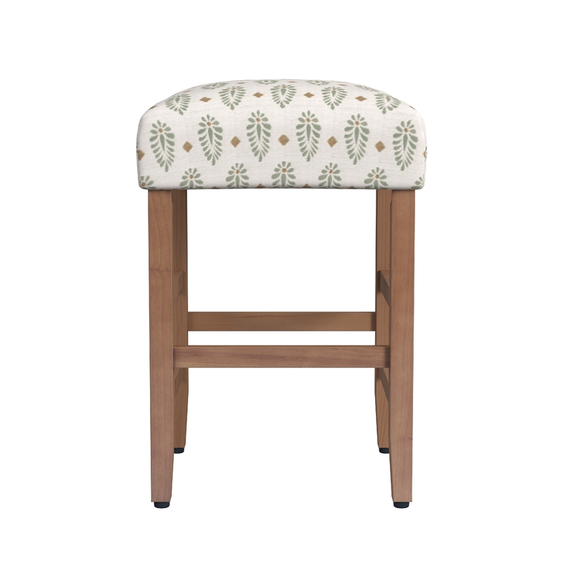 Benjara Mola Backless Counter Height Stool- Honey Brown and White Medallion