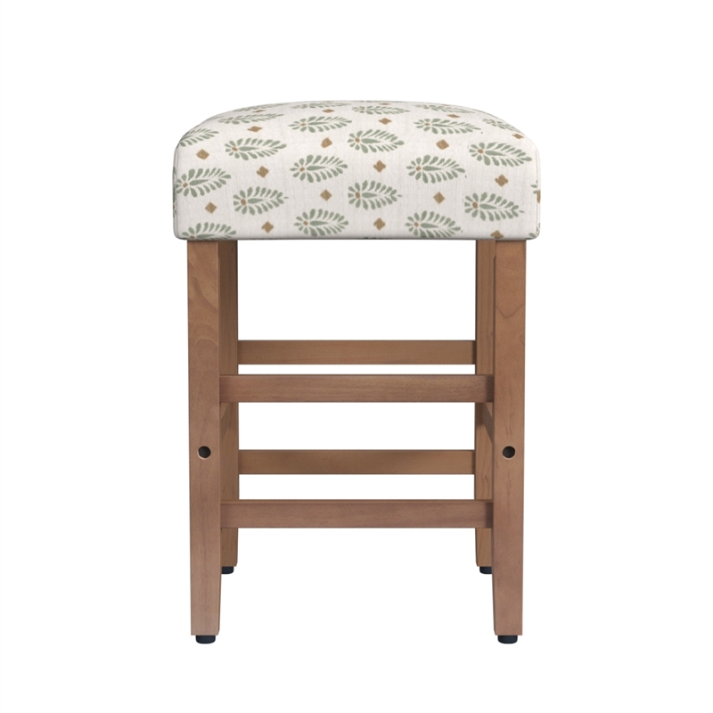 Benjara Mola Backless Counter Height Stool- Honey Brown and White Medallion