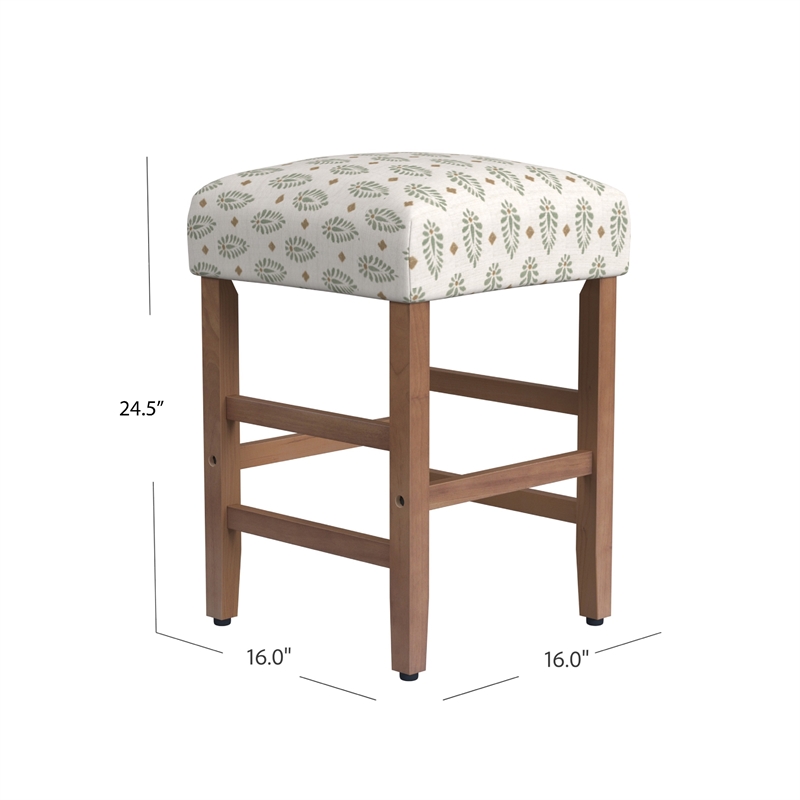 Benjara Mola Backless Counter Height Stool- Honey Brown and White Medallion