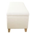 Benjara Liv Storage Bench Ottoman- Cream Sherpa- Natural Brown Wood- 42 Inch