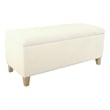 Benjara Liv Storage Bench Ottoman- Cream Sherpa- Natural Brown Wood- 42 Inch