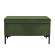 Benjara Ray Storage Bench Ottoman- Forest Green Velvet- Metal Legs- 32 Inch