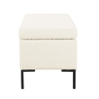 Benjara Ray Storage Bench Ottoman- Cream White Boucle- Metal Legs- 32 Inch