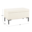 Benjara Ray Storage Bench Ottoman- Cream White Boucle- Metal Legs- 32 Inch