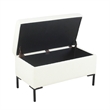Benjara Ray Storage Bench Ottoman- Cream White Boucle- Metal Legs- 32 Inch