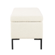 Benjara Ray Storage Bench Ottoman- Cream White Boucle- Metal Legs- 32 Inch
