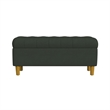 Benjara Sol Storage Bench Ottoman- Forest Green Soft Velvet- Brown- 40 Inch