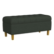 Benjara Sol Storage Bench Ottoman- Forest Green Soft Velvet- Brown- 40 Inch