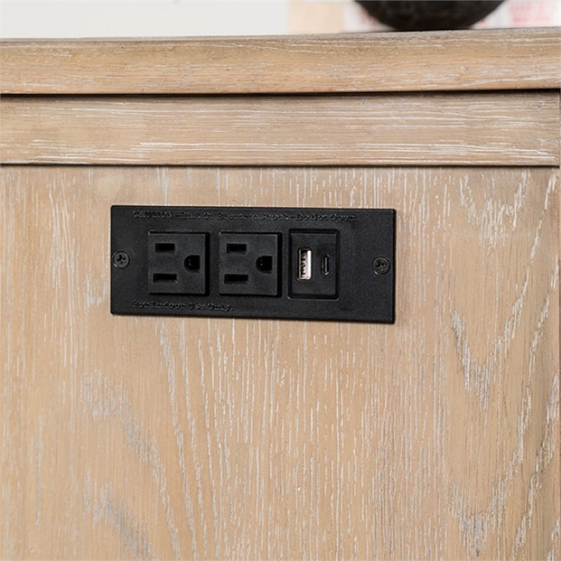 Benjara Cherie Side End Table- 1 Drawers 1 Door- Light White Wash- 24 Inch