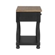 Benjara Ginie Nightstand- USB Ports and Drawer- Shelf- Black Rustic Oak Wood