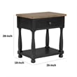 Benjara Ginie Nightstand- USB Ports and Drawer- Shelf- Black Rustic Oak Wood