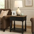 Benjara Ginie Nightstand- USB Ports and Drawer- Shelf- Black Rustic Oak Wood