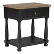 Benjara Ginie Nightstand- USB Ports and Drawer- Shelf- Black Rustic Oak Wood