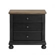 Benjara Ginie Nightstand with 2 USB Ports- 3 Drawers- Black Rustic Oak Brown