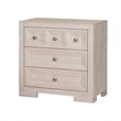 Benjara Kizie Nightstand- USB- 3 Drawers- Bronze- Beige Solid Wood- 28 Inch