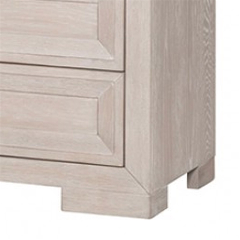 Benjara Kizie Nightstand- USB- 3 Drawers- Bronze- Beige Solid Wood- 28 Inch