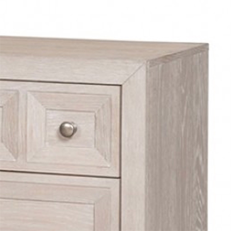 Benjara Kizie Nightstand- USB- 3 Drawers- Bronze- Beige Solid Wood- 28 Inch