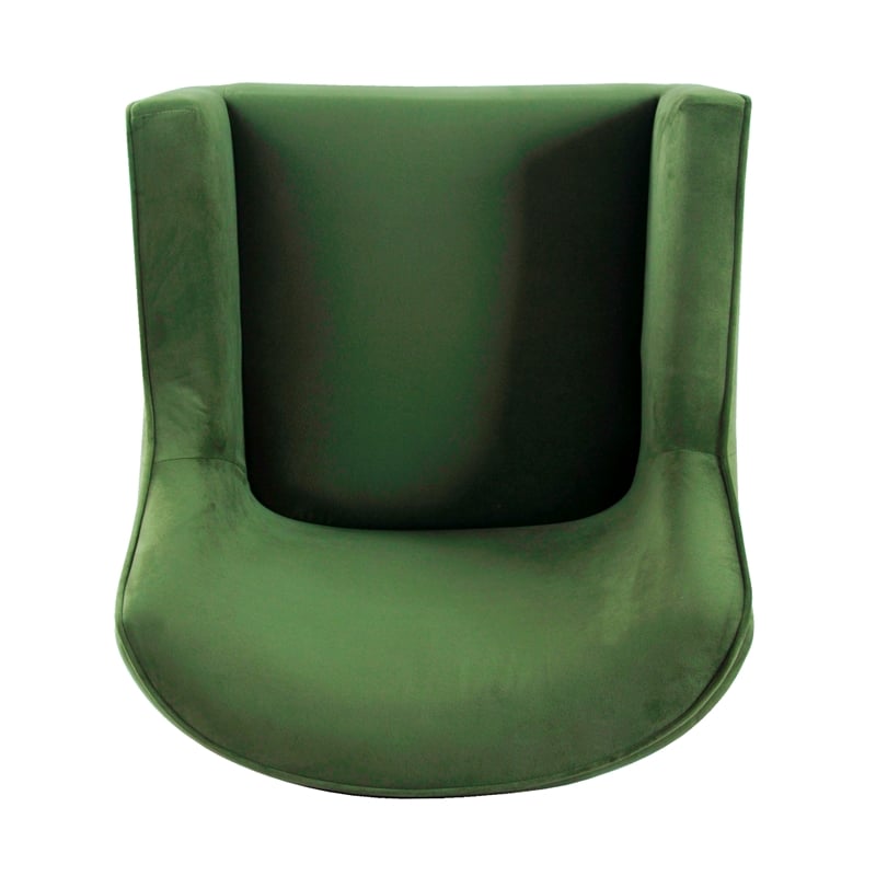 Benjara Sune Accent Chair- Soft Dark Green Velvet and Matte Black Metal Legs