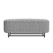 Benjara Pat Storage Bench Ottoman- Gray Yarn Cream Boucle- Black Metal 46 Inch