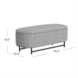 Benjara Pat Storage Bench Ottoman- Gray Yarn Cream Boucle- Black Metal 46 Inch