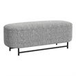 Benjara Pat Storage Bench Ottoman- Gray Yarn Cream Boucle- Black Metal 46 Inch
