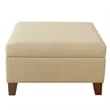 Benjara Leo Square Storage Ottoman with Plush Tan Brown Woven Fabric- 28 Inch