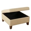 Benjara Leo Square Storage Ottoman with Plush Tan Brown Woven Fabric- 28 Inch