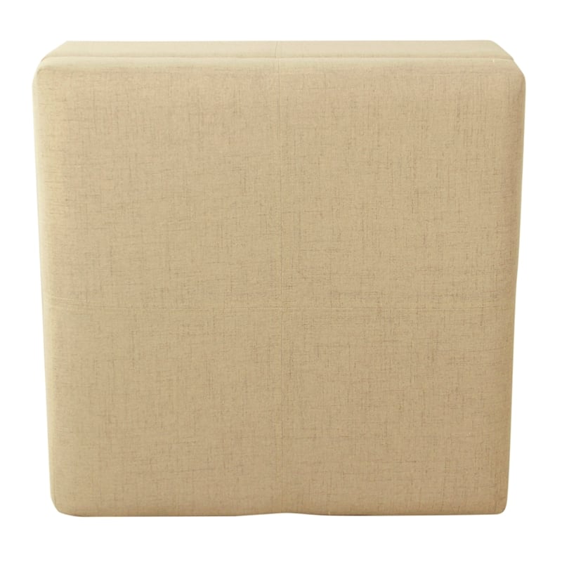Benjara Leo Square Storage Ottoman with Plush Tan Brown Woven Fabric- 28 Inch