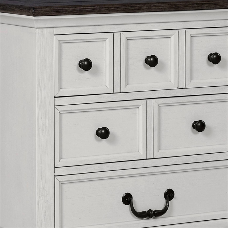 Benjara Hamps Nightstand- USB A-C- 3 Drawers- White and Dark Brown- 28 Inch