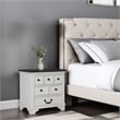 Benjara Hamps Nightstand- USB A-C- 3 Drawers- White and Dark Brown- 28 Inch