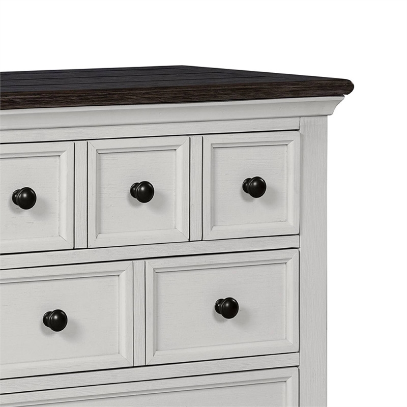 Benjara Hamps Nightstand- USB A-C- 3 Drawers- White and Dark Brown- 28 Inch