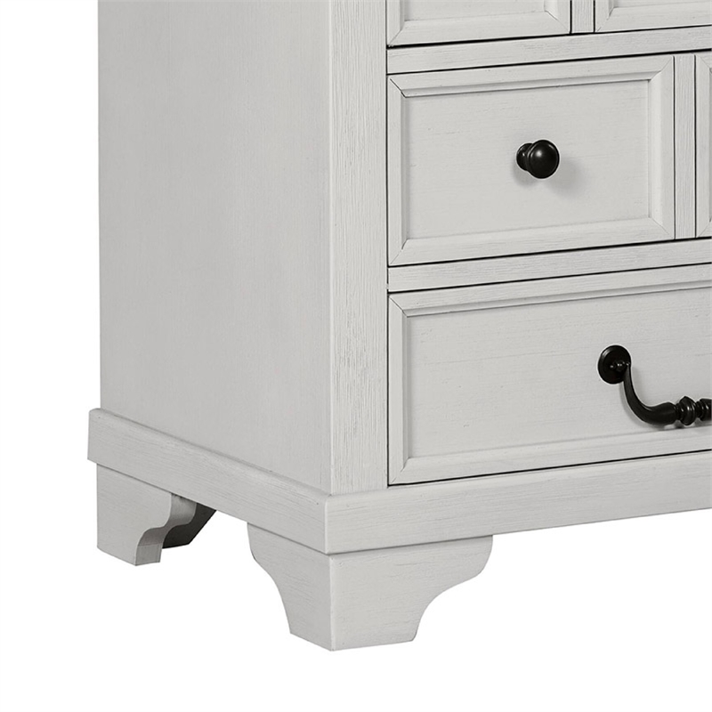 Benjara Hamps Nightstand- USB A-C- 3 Drawers- White and Dark Brown- 28 Inch