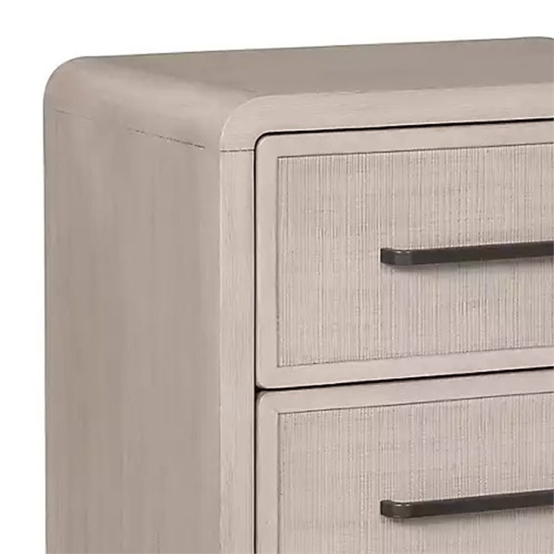 Benjara Giva Nightstand- 2 Drawers- USB A-C- Natural Oak Beige Finish- 24 Inch