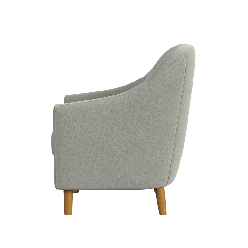 Benjara Accent Armchair- Button Tufted Backrest- Soft Gray Woven Fabric