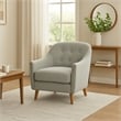 Benjara Accent Armchair- Button Tufted Backrest- Soft Gray Woven Fabric