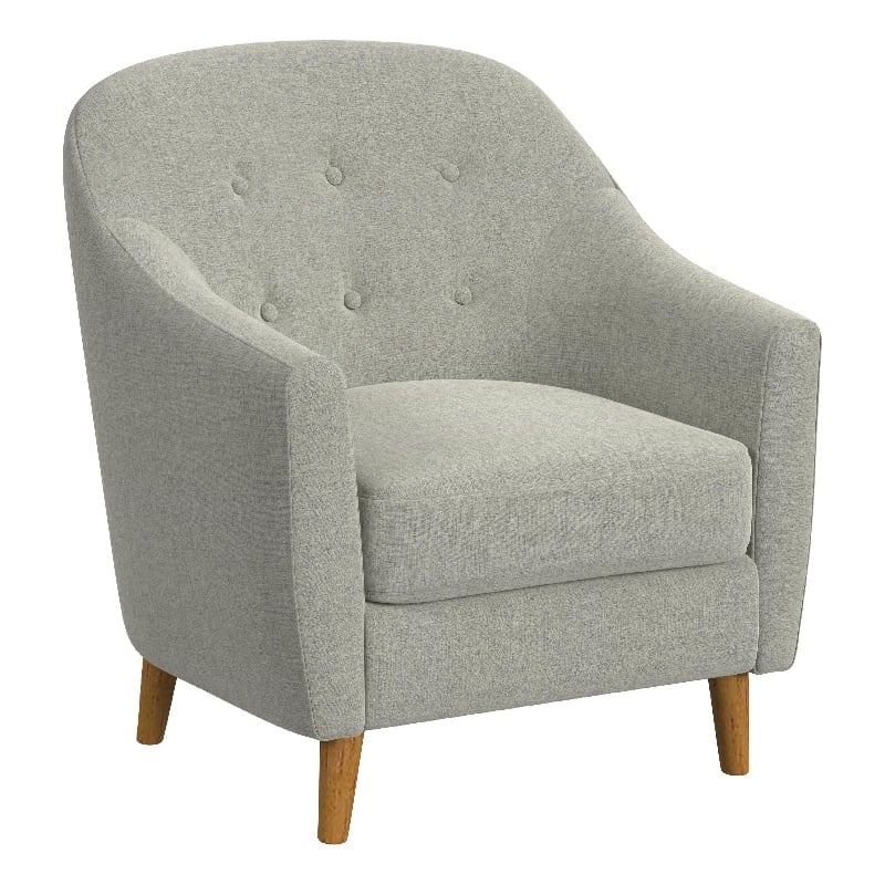 Benjara Accent Armchair- Button Tufted Backrest- Soft Gray Woven Fabric