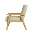 Benjara Accent Armchair- Beige and White Stripe Pattern Fabric- Solid Wood