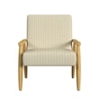 Benjara Accent Armchair- Beige and White Stripe Pattern Fabric- Solid Wood