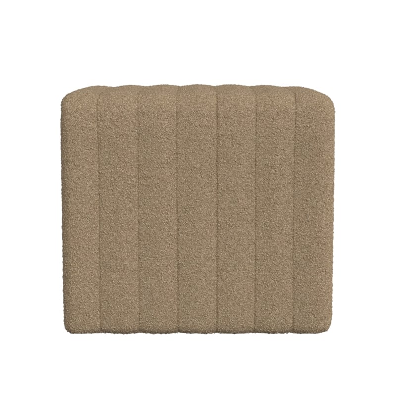 Benjara Ada Footstool Ottoman- Channel Tufted Taupe Brown Boucle- 19 Inch