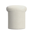 Benjara Max Ottoman Footstool with Saddle Seat- Cream White Boucle- 24 Inch